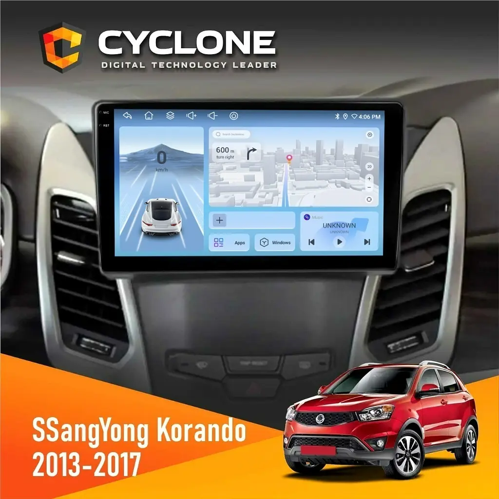 Штатна магнітола SsangYong Korando 2013-2017 Cyclone C9-012 4x64, DSP, 4G Cyclone (НФ-00008020)
