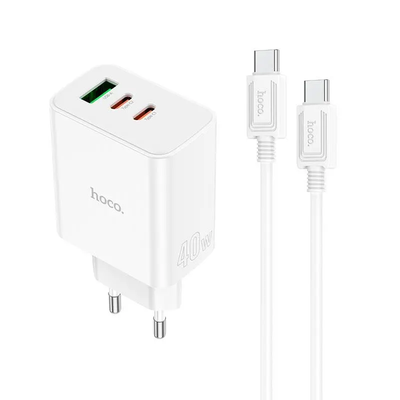 Зарядний комплект Hoco C126a Pure power three-port 40 W з кабелем USB-C USB-C - фото 2