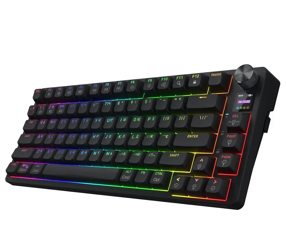 Клавіатура ігрова механічна бездротова HATOR HTK-450 UA RGB Icefall PRO, Wireless, Display Black - фото 2