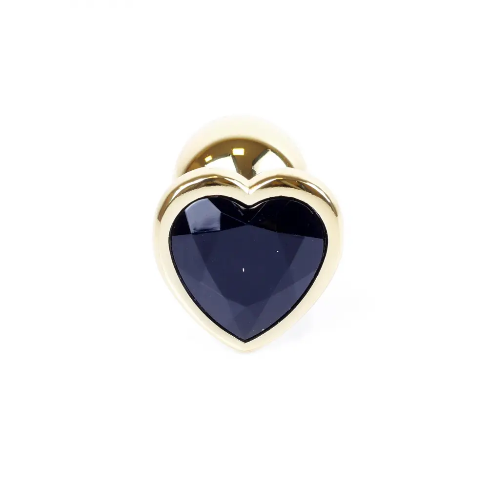 Анальна пробка із кристалом B-Series Jewellery Gold Heart Plug Black, 7х2,7 см, чорний - фото 6