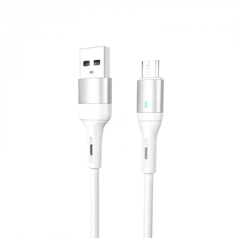 Кабель SkyDolphin S06V LED Smart Power USB - microUSB (M/M) 1 м, Білий (USB-000558)