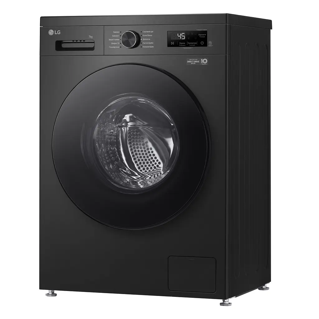 Пральна машина LG фронтальна, 7кг, 1200, A+++, 44см, дисплей, пара, інвертор, чорний (F2Y1HS5J) - фото 5