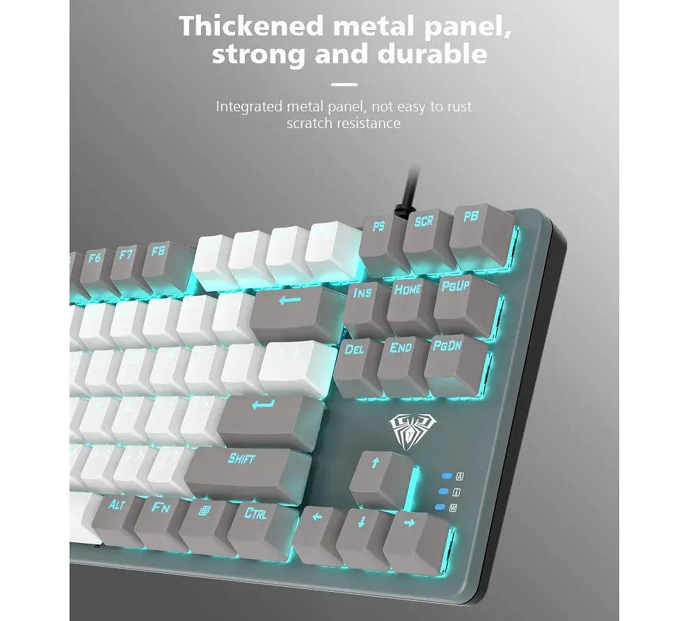 Клавіатура ігрова механічна Aula Mechanical F-3287 White-Grey Keycap KRGD Blue - фото 6