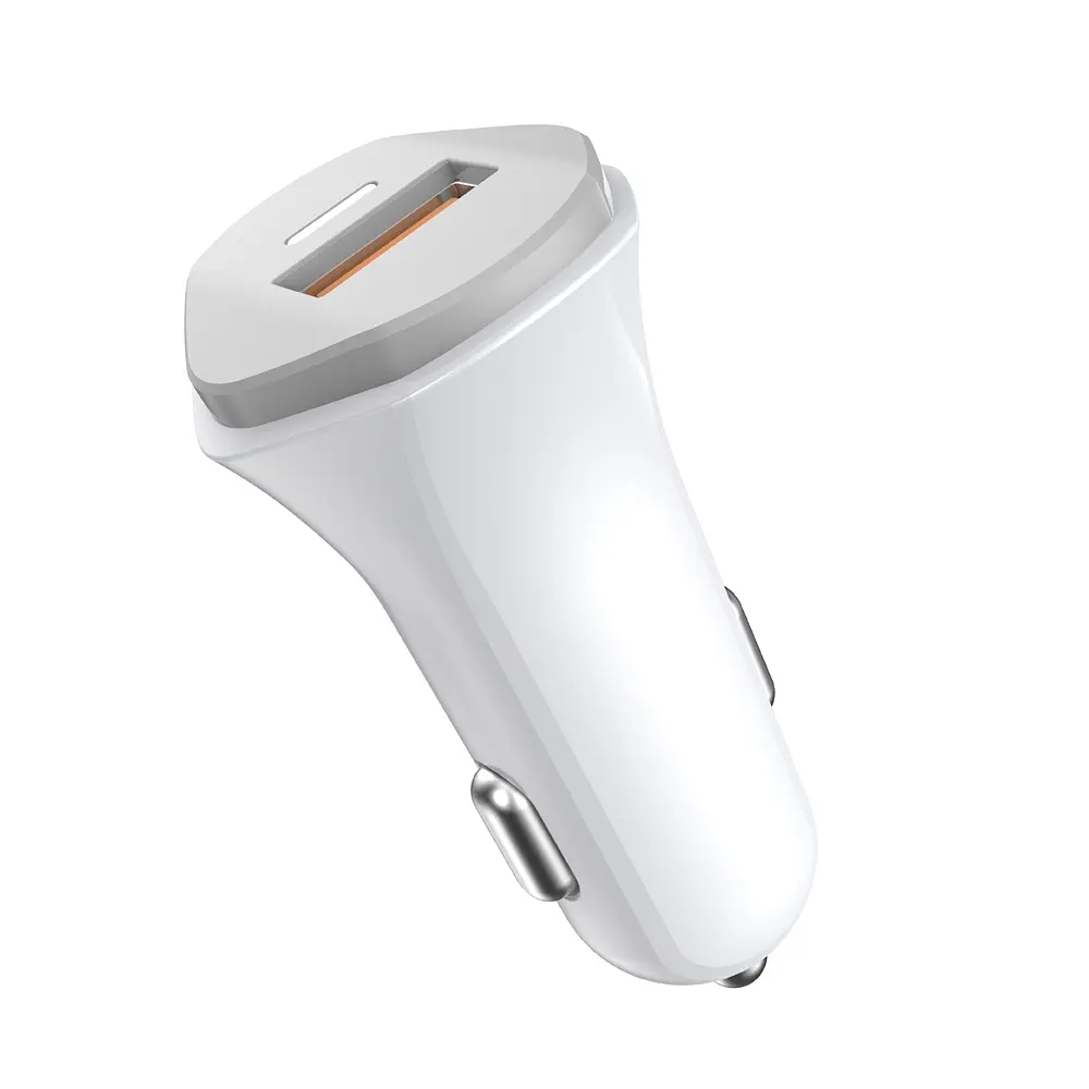 Автомобільний зарядний пристрій Aspor A901 (QC3.0/18W) LED + USB кабель Type-C- білий - фото 2