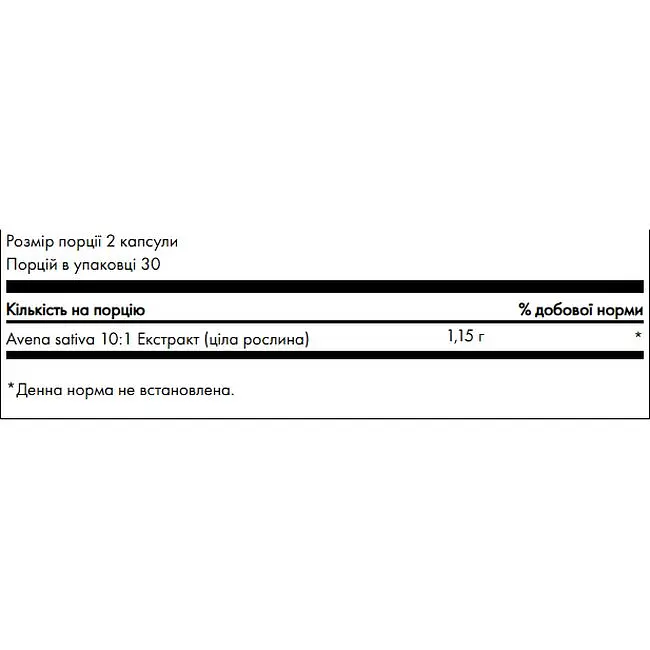 Авена Сатіва для інтимного здоров'я Swanson Avena Sativa 575 мг 60 капсул (100-81-6043646-20) - фото 2