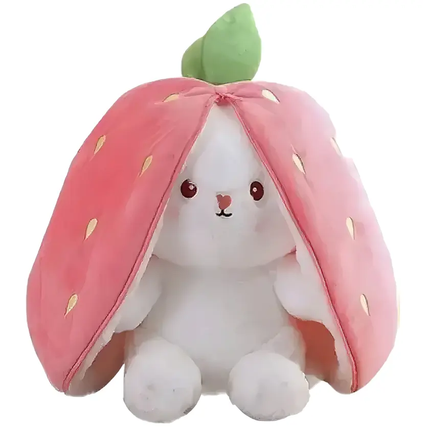 М`яка іграшка A-Toys Зайчик-Полуничка 2 в 1, 23 см біло-рожева