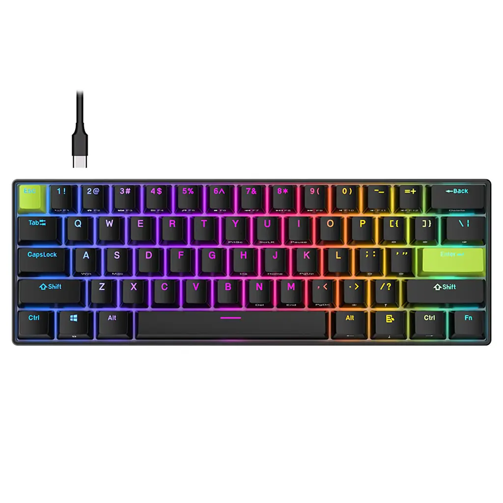Ігрова магнітна дротова клавіатура Royal Kludge RK C61 / Mint Switch / Black - фото 10
