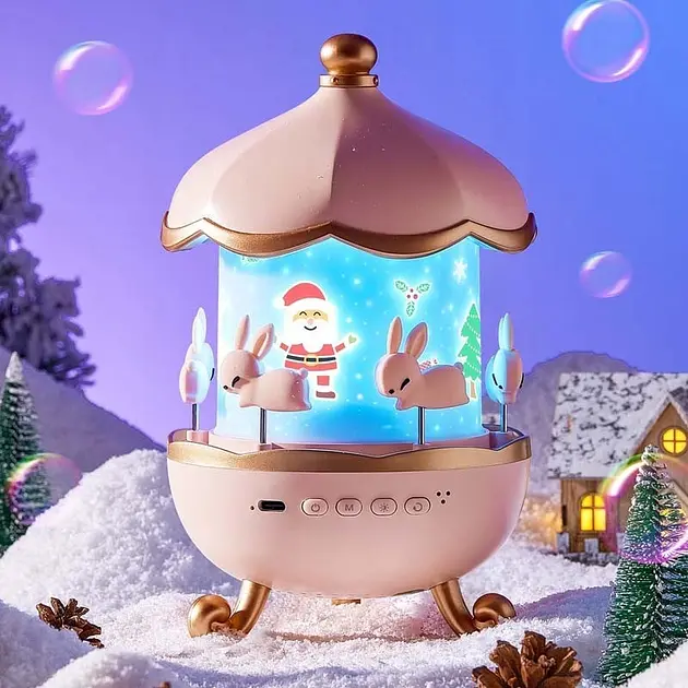 Дитячий нічник проектор зоряного неба Bluetooth Fairy Tale E11 акумуляторний світильник карусель 6 змінних картинок з LED підсвічуванням та музикою - фото 2