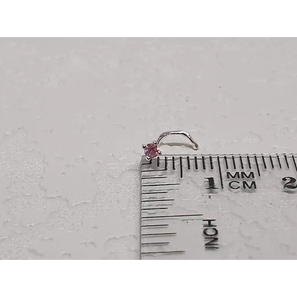 Срібна сережка-пірсинг в ніс Dear. 1018.1С Рожевий (світлий) - фото 4