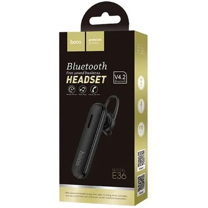 Блютуз-гарнитура Hoco E36 Free sound моно - черная - фото 2