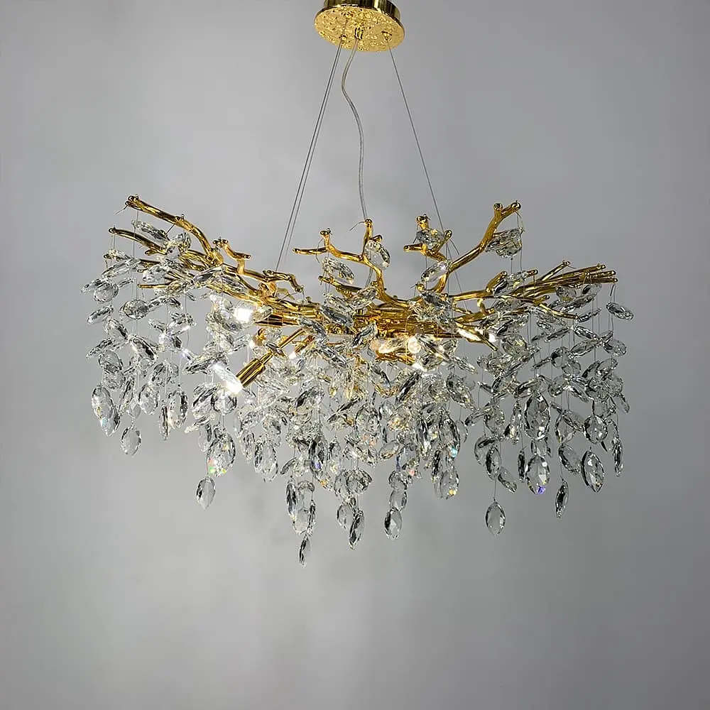 Изысканная золотая люстра DIAMINA с хрустальными камнями Ø 60 см | Ст. 33007-600 GD | Line F - фото 3