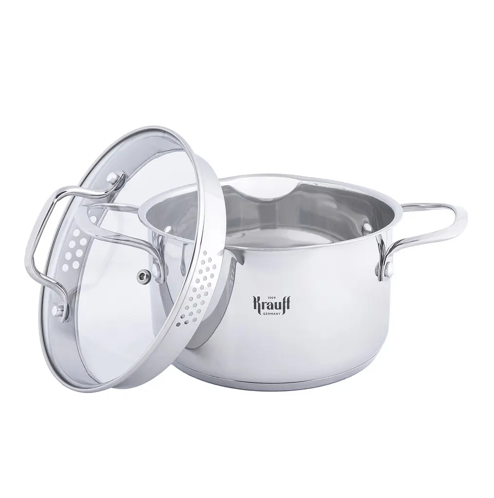 Набір каструль Cook&Joy 4,6л, 3,5л, 1,8л та сковорідок Smart Fry Krauff + Сковорода для млинців Smart Fry