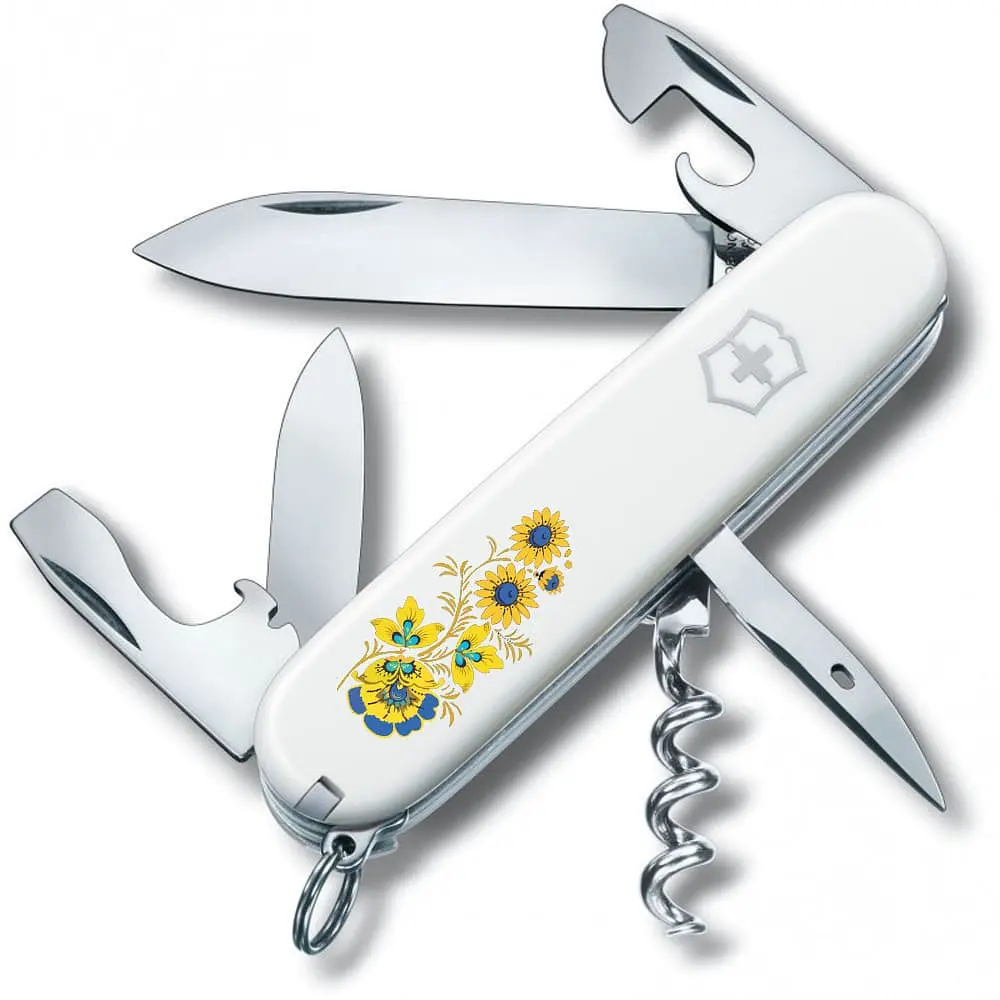 Ніж Victorinox Spartan Ukraine 91мм 12функ біл Квіти