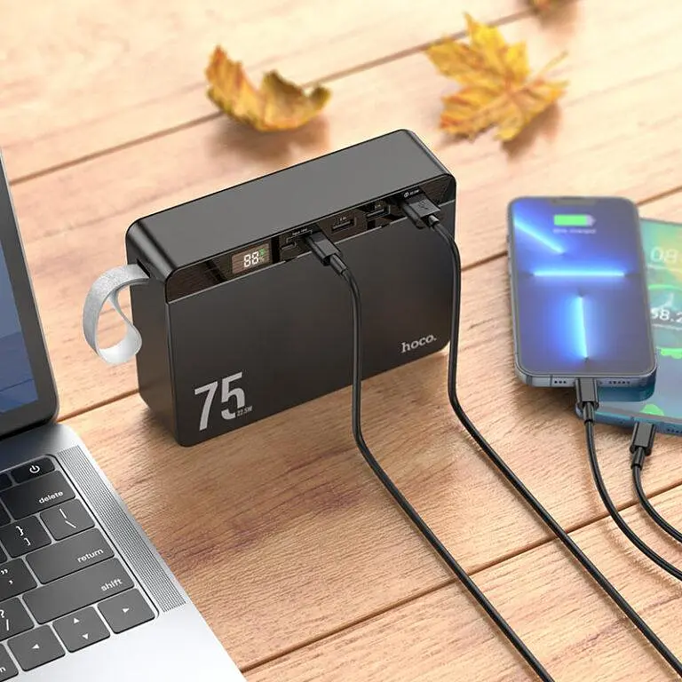 Зовнішній акумулятор HOCO J94 Overlord 22.5W fully compatible power bank(75000mAh) Black (6931474779175) - фото 5