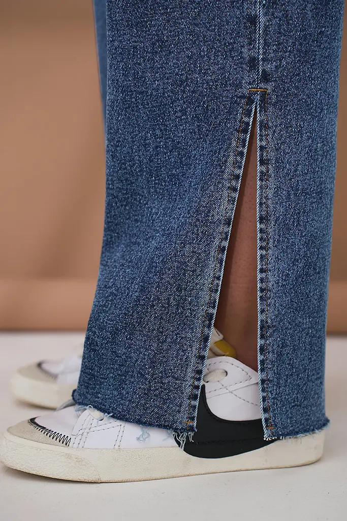 Джинси для вагітних широкі straight fit для майбутніх мам з регульованим поясом S (44) Kloe Юла Мама синій - фото 7
