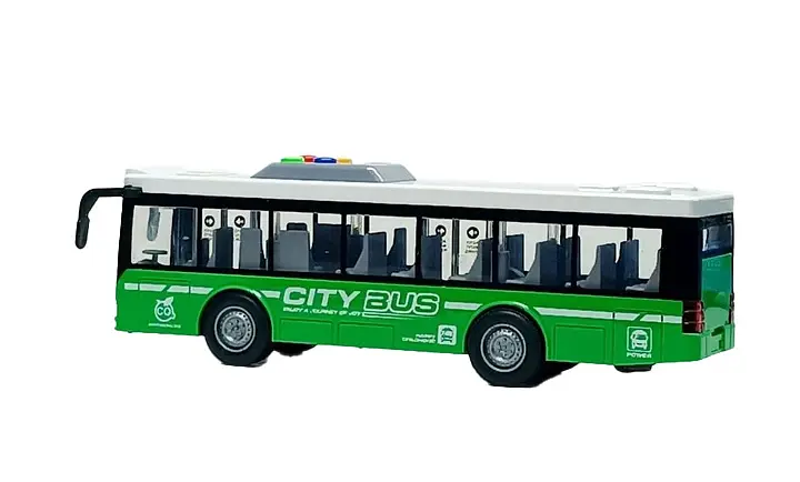 Автобус RJ5503 28см, інерційний, масштаб 1:16, звук, світло, гумові колеса, в коробці (6903317834464) Зелений - фото 3