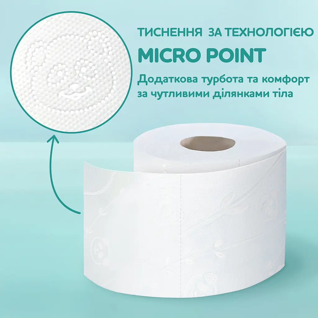 Тришаровий туалетний папір Сніжна Панда Extra Care Sensitive, 8 рулонів - фото 3