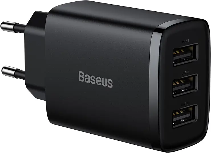 Зарядний пристрій Baseus Compact Charger 3U 17W EU black (CCXJ020101) - фото 2