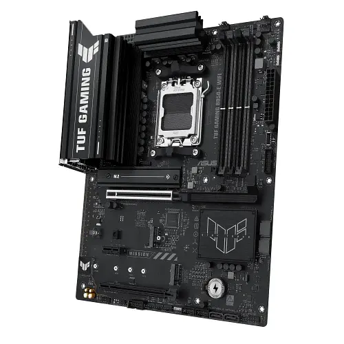 Материнская плата AM5 Asus TUF GAMING B850M-E WIFI, B850, 4xDDR5, Int.Video (CPU), 4xSATA3, 3xM.2, 1xPCI-E 5.0 x16, 1xPCI-E 4.0 x1, Realtek 7.1, Realtek 2.5Gb, WiFi 6E, Bluetooth 5.3, 6xUSB 3.2 / 4xUSB 2.0, HDMI/2xDP, MicroATX - фото 4