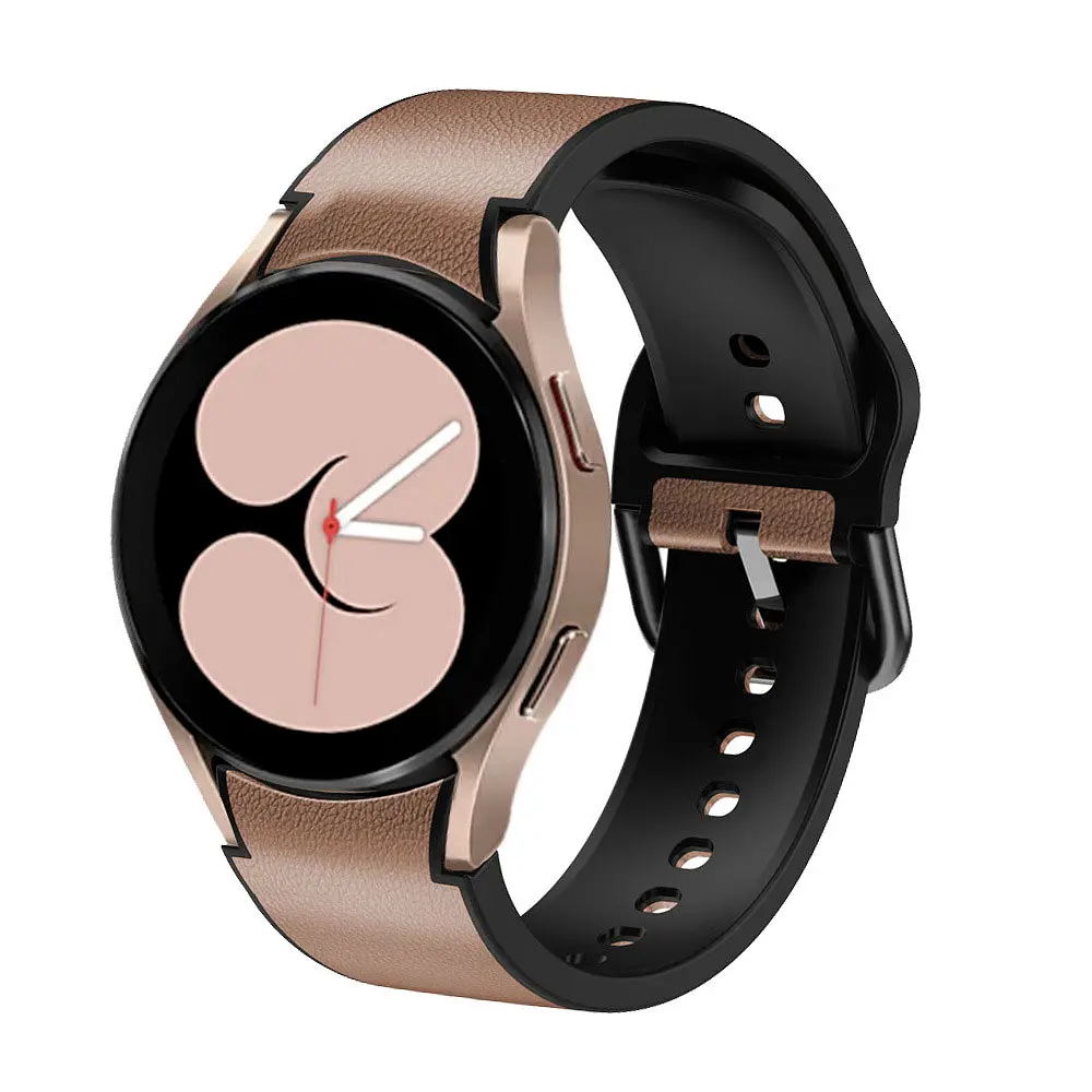 Ремінець для Samsung Galaxy Watch 6 - коричнево-чорний ширина кріплення 20мм силікон-шкіра Watchbands West (W17-6WB44425121) - фото 2
