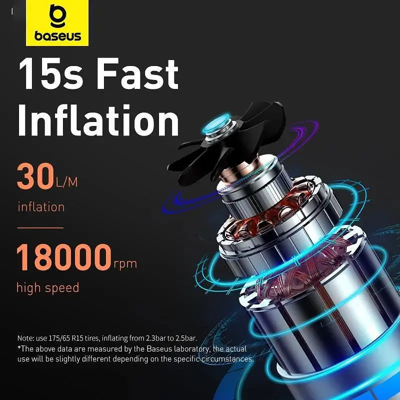 Автомобільний компресор Baseus Super Mini Inflator Pump портативний для шин 12V - фото 8