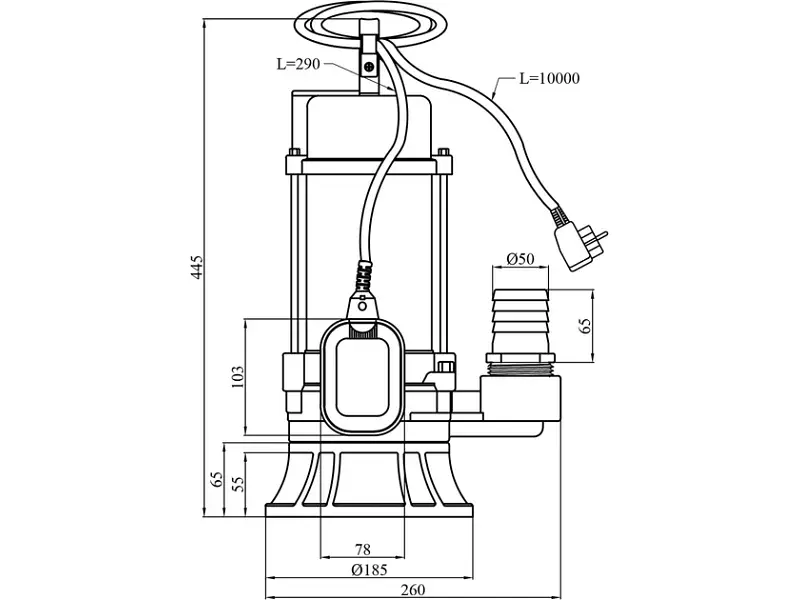Фекальний насос Pumpman 50WFD11-10-1.1G(A) Нmax 15 м Qmax 17 м3 1100В т алюміній (CV033201) - фото 5