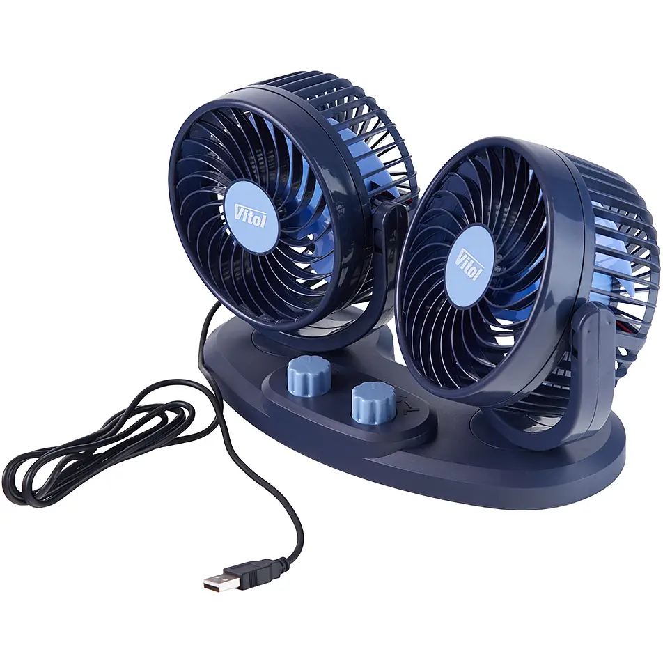 Вентилятор автомобільний подвійний Vitol на липучці 5" 5V 5W USB (HX-U901) - фото 2