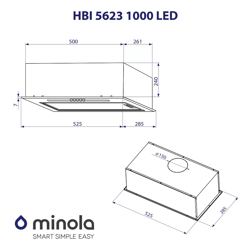 Витяжка повновбудована Minola HBI 5623 I 1000 LED - фото 10