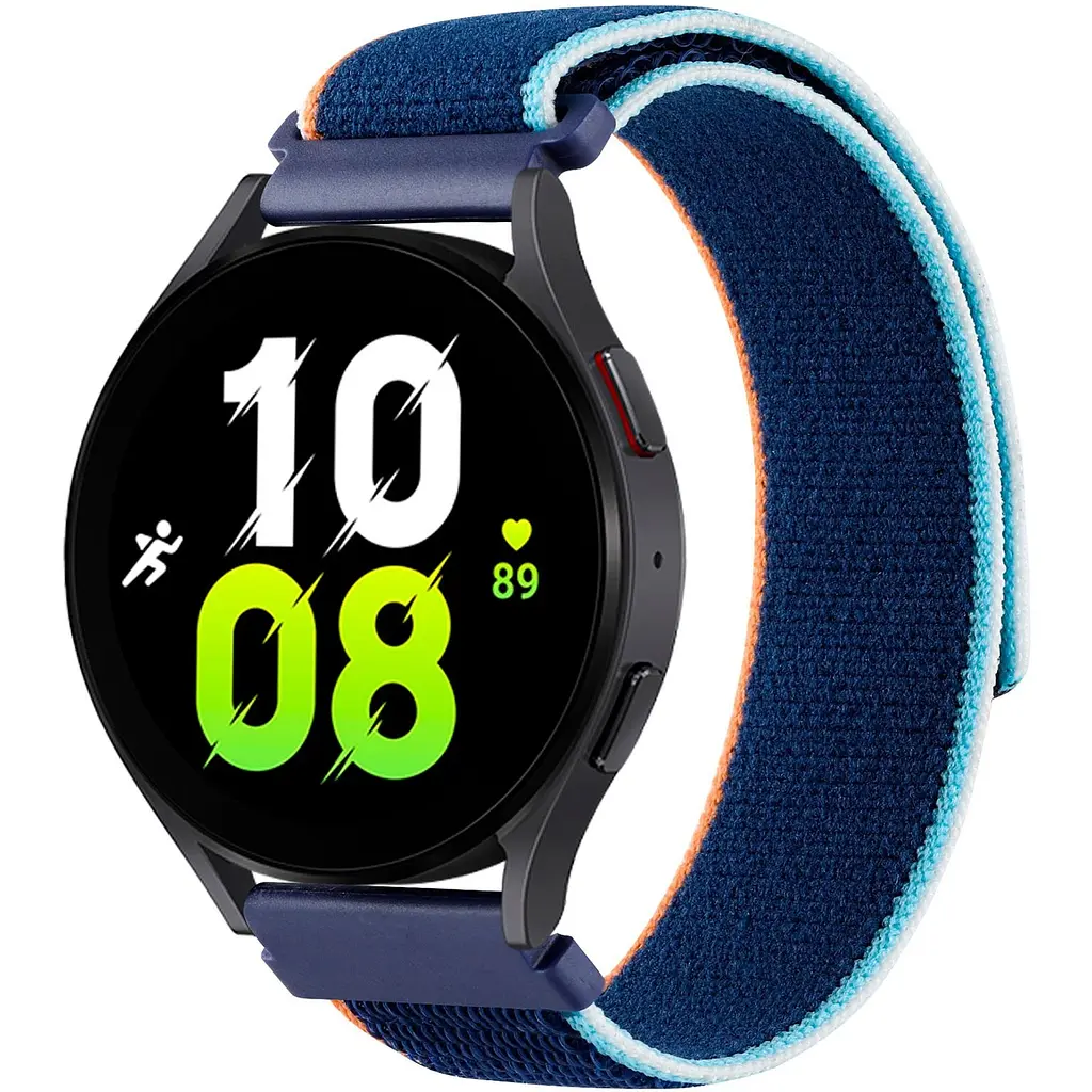 Ремінець для Samsung Galaxy Watch 4 40mm - синьо-жовтогарячий ширина кріплення 20мм нейлоновий Watchbands NormalCloth (W45-8WB75296513) - фото 1
