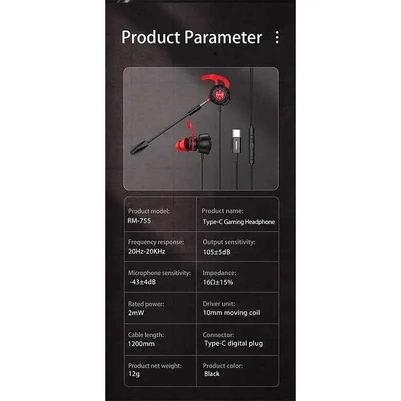 Наушники Remax RM-755 Type-C Gaming Headphone игровые со штекером usb-c - фото 8