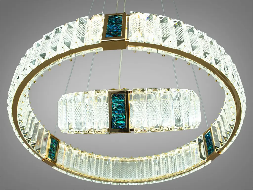 Кришталева світлодіодна LED люстра для високих стель Diasha 81028-500+300G - фото 2