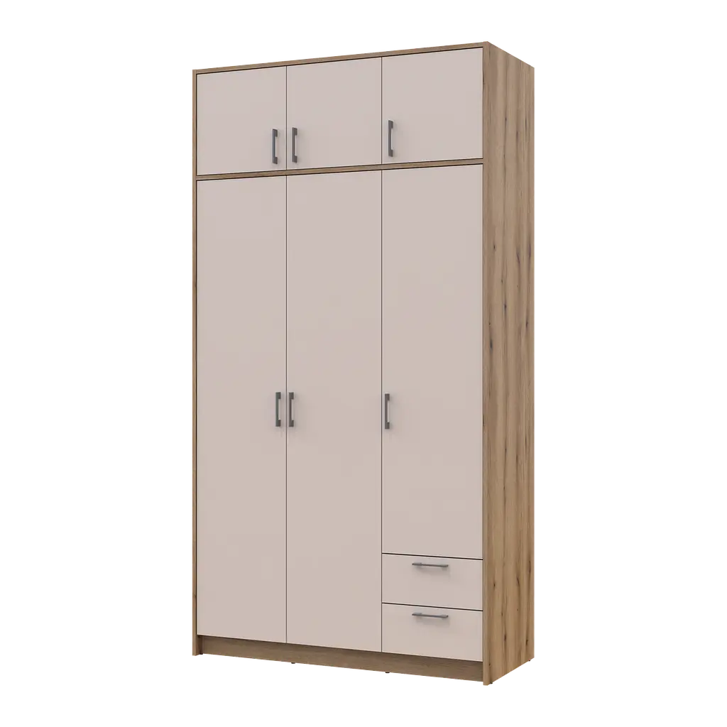 Шафа для одягу Doros Ронді з антресолей Дуб Артизан/Кашемір 3ДСП 121х52х236 (80737819) - фото 2