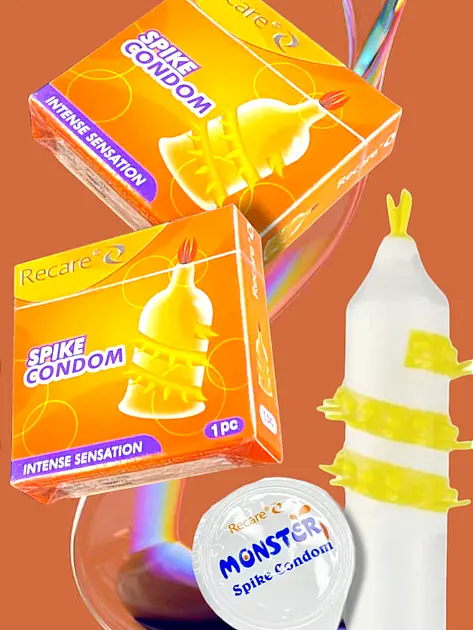 Презерватив Recare Spike Orange з шипами та вусиками 1 шт. (ROZ6501053561) - фото 3
