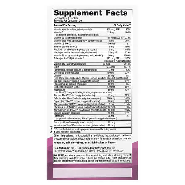 Вітаміни для вагітних Prenatal Multivitamin 60 таблеток Nordic Naturals vit0006247 - фото 2