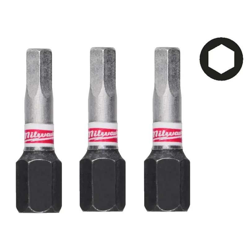 Біта SHOCKWAVE MILWAUKEE, Hex4, 25мм, (3шт)