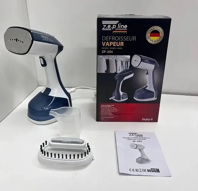 Вертикальный отпариватель Zepline ZP-204 ручной паровой утюг для глажки одежды 0.2 л 2200 Вт Бело-синий - фото 3