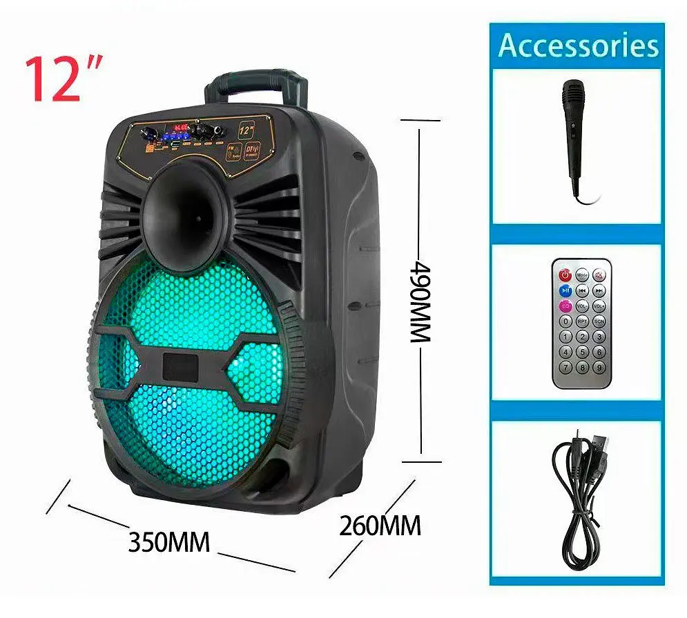 Портативная колонка BIG AVEN-XR12 75W, USM/MP3/FM/Bluetooth + 2 микрофона караоке - фото 3