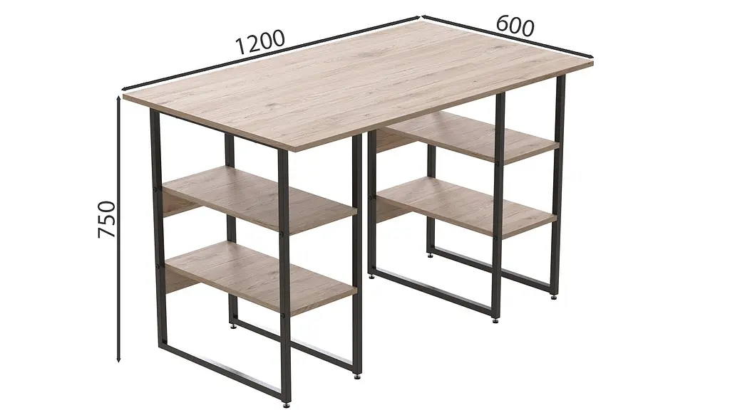 Компьютерный стол Ferrum-decor Карен 75x120x60 черный ДСП Дуб Сан-Марино 16мм (FRD-102043) - фото 2