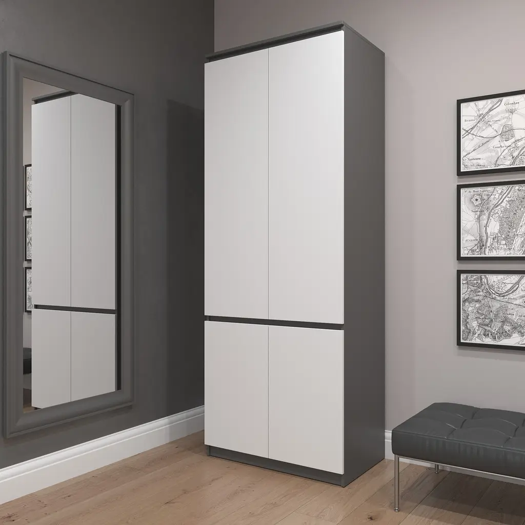 Шафа для одягу Vays R-10, з полицями та штангою, без ручок, ЛДСП, 80×50×211 см - для спальні, вітальні, передпокою - фото 3