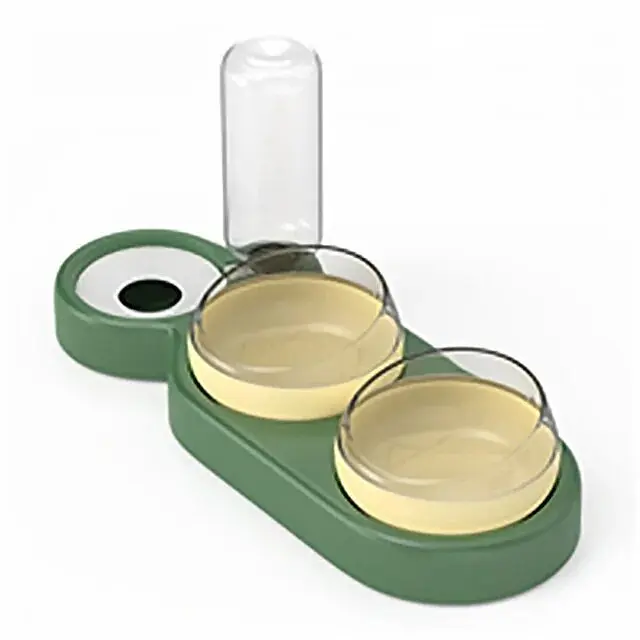 Подвійна миска для тварин Semi Animal Bowl 13см*38см*22см 500 мл, Green з автоматичною поїлкою - фото 7