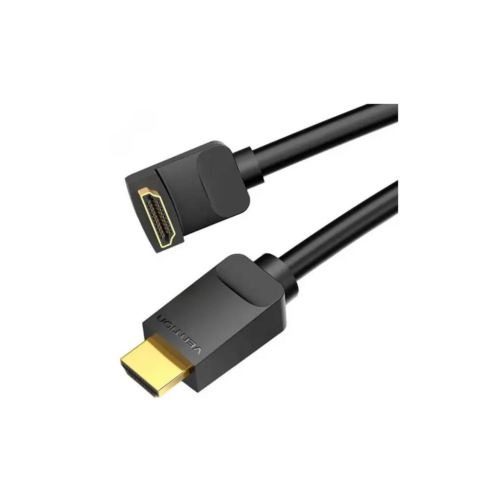 Кабель мультимедійний HDMI M to HDMI M 1.0m V2.0 4K60Hz 90° corner PVC black Vention (AARBF) - фото 3
