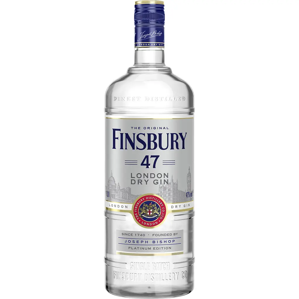 Упаковка джину Finsbury Platinum Edition London Dry Gin 47% 6 л (1 л х 6 шт.) - фото 2