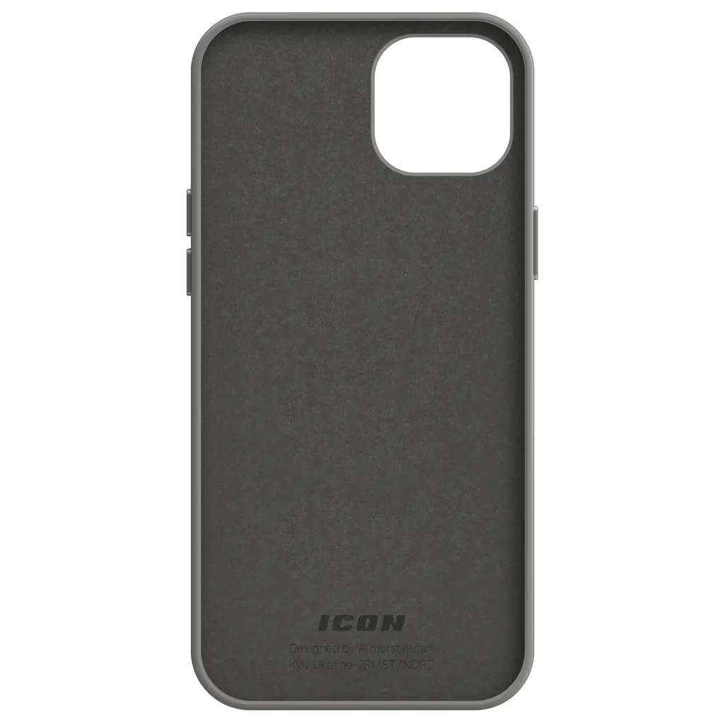 Силиконовый чехол для Apple iPhone 15 Plus, ICON2 Case, серый, противоударный, панель, защита всего корпуса, матовая поверхность Soft Touch, выступает над дисплеем, совместим с защитными стеклами и пленками, с микрофиброй, ArmorStandart (ARM70513) - фото 2