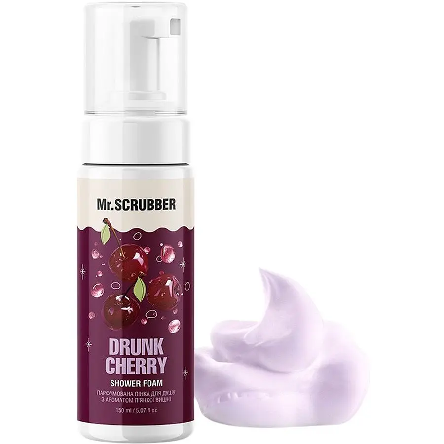 Уцінка. Подарунковий набір Mr.Scrubber Cherry Kiss: крем-скраб 250 г + пінка для душу 150 мл + крем-гель для тіла 150 мл + міст для тіла 150 мл + зволожувальний крем для рук 30 г (1308) - фото 6