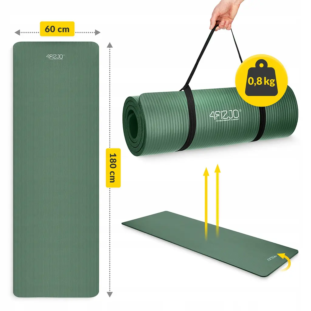Килимок (мат) спортивний 4FIZJO NBR 180 x 60 x 1 см для йоги та фітнесу Navy Green (P-5905973406680) - фото 11