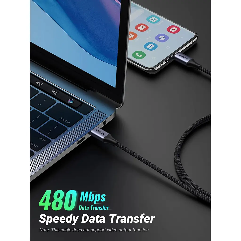 Дата кабель USB-C to USB-C 1.0m 240W US535 space gray Ugreen (15311) - фото 4