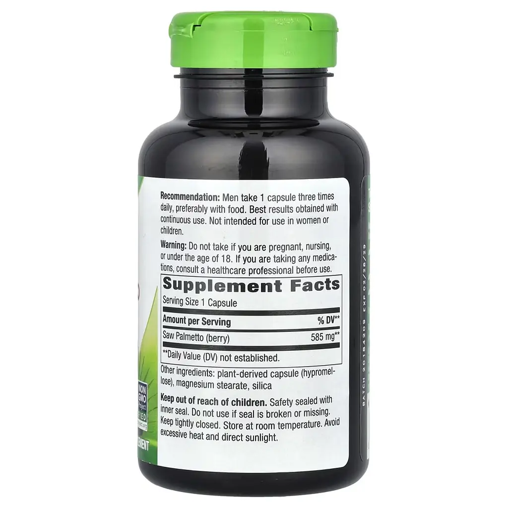 Со Пальметто Nature's Way Saw Palmetto ягоди 585 мг 180 веганських капсул - фото 2