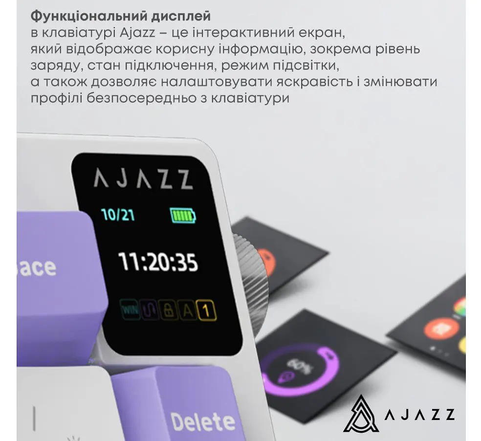 Клавіатура ігрова механічна бездротова Ajazz AK-650WP White-Purple RGB Flying Fish Switch Hot-Swap - фото 9