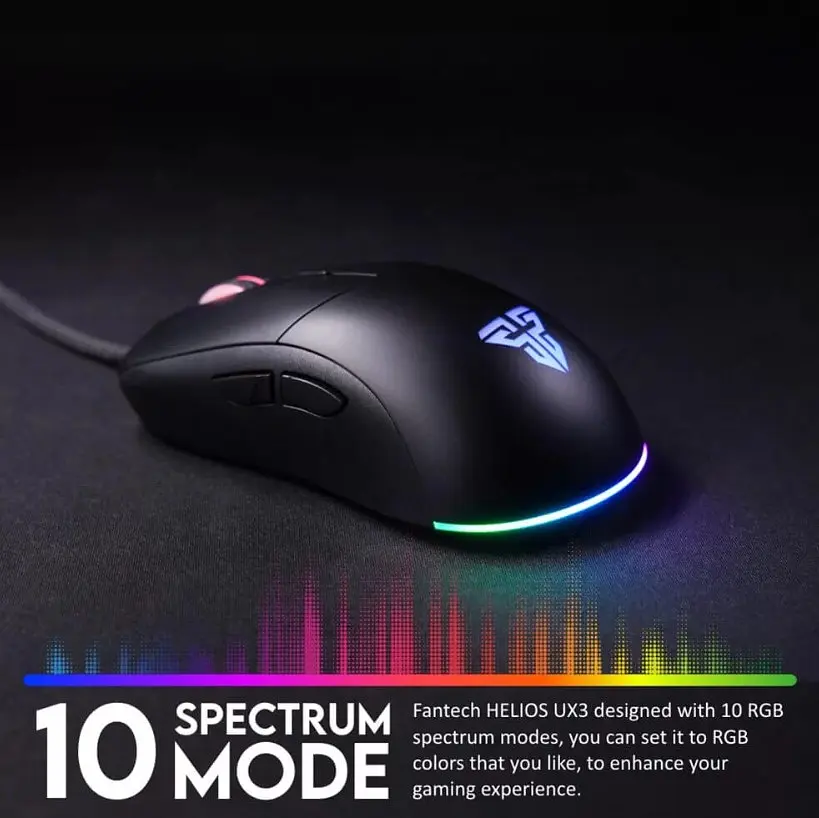 Игровая мышь Fantech UX-3 HELIOS PixArt 3389, 400IPS, 50G, 1600DPI Black - фото 8