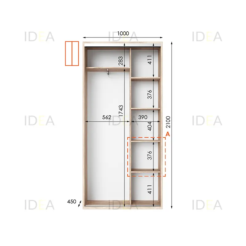 Шафа-купе Idea серія 5 100 x 45 x 210 см Дуб сонома - фото 2